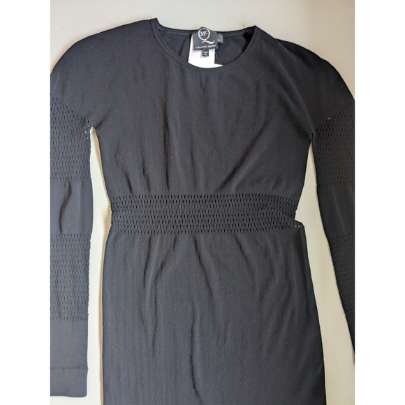 McQ BY ALEXANDER MCQUEEN Long-sleeve Mesh BODY-CON DRESS Sz XS/S Black #FC501 - Picture 4 of 13